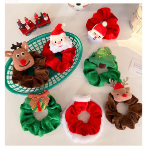 Giáng Sinh Dễ Thương tuần lộc của ông già Noel Sang Trọng Scrunchies Phụ Nữ Cô Gái Chuông Nhung Dây Buộc Tóc Lễ Hội tóc đuôi ngựa cao dây buộc tóc bờm tóc tiệc tùng thời trang tóc Phụ Kiện