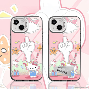 Anti-Fall Thumb Kitty Cat Phone Case for Apple 15Promax iPhone 14/13/12 Matte Finish Huawei Mate40/50/60 New Model Stand Honor 200Pro