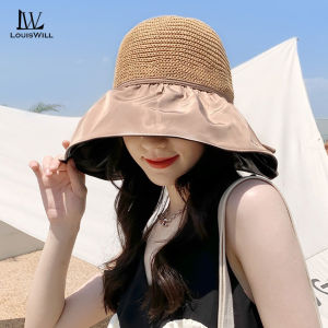 Louiswill Mũ chống nắng có thể gập lại cho nữ mũ che nắng mũ đi biển mũ nút thắt nơ mũ đi biển tiện dụng mũ che nắng thường ngày thiết kế túi đựng đồ mũ lưỡi trai rộng vành lớn mũ bảo vệ khỏi ánh mặt trời mũ bảo vệ khỏi tia uv có dây chống gió cho du lịch