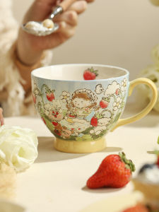 LOTUS BLUE | Hand-painted Microwave-safe Ceramic Breakfast Cup
