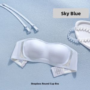 Miiow | Wireless Strapless Bra Invisible Seamless Thin Summer Sweet Style Nylon Material One-Piece Design Fixed Shoulder Strap Backless