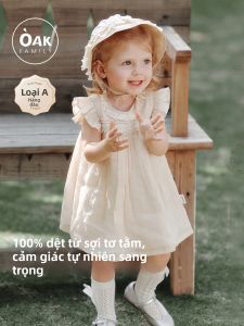 OAK FAMILY | Đầm Voan Ren Tay Phồng Từ Sợi Ramie