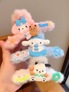 Sanrio Kuromi กิ๊บขนาดใหญ่ Cinnamoroll Kawaii ญี่ปุ่นและเกาหลีลูกอมสีชมพูสาวหวานคลิปผมตุ๊กตาอุปกรณ์เสริมผมของขวัญ
