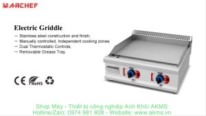 Bếp chiên phẳng gas Marchef GG-600D công suất nhiệt 2.7kW x 2 mặt chiên bằng thép A3 dày 16mm mạ Crom chống đen