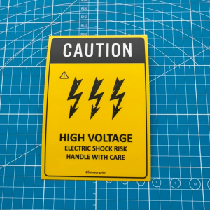 Caution High Voltage Electric Shock Risk Handle With Care. Warning. Sign Label Notice Signage. Laminated Waterproof Scratch Resistant. Suitable for Indoor and Outdoor.