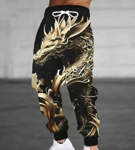 Fashion New Cool Limited Edition Five Claw Golden Dragon Texture 3D Printed Loose Outdoor Hip Hop Street Casual Sports Pants
