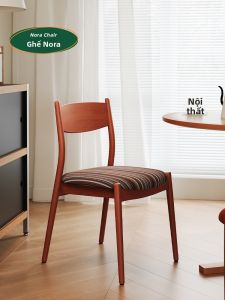 NANGUAHEZI | Ghế Ăn Gỗ Nguyên Khối Phong Cách Retro Mới Có Đệm Mềm