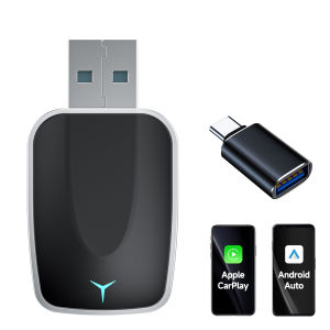2-in-1 Wired to Wireless CarPlay Adapter /  Android Auto Wireless Adapter Plug & Play with USB-A & USB-C Cables – Compatible