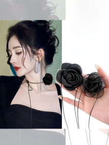 สร้อยคอสายรัดดอกกุหลาบสไตล์ฝรั่งเศสสำหรับผู้หญิง 2025 ชุดใหม่ สร้อยคอแบบหัวเข็มขัด สายรัดกระดูกไหปลาร้า เครื่องประดับแฟชั่น