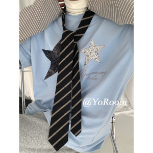 YoRoooi Casual Stripe Linen Cotton Tie Womens Accessory Retro British Style Streetwear Fashionable Necktie for Men And Women