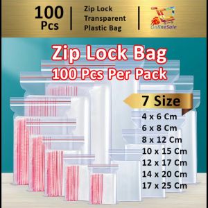 100PCS Ziplock Bag Transparent Plastic Bag (114) Packaging Bag Sealed Bag Food Grade Plastic Bag Sealed Pocket Storage Bag Thickened Bag