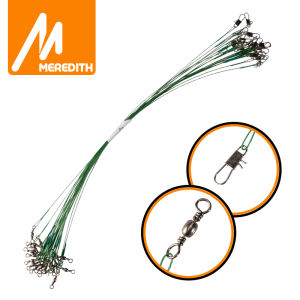 Meredith | MEREDITH Anti Bite Steel Fishing Line 15cm-30cm Steel Wire Leader With Swivel Fishing Accessory Lead Core Leash Fishing Wire