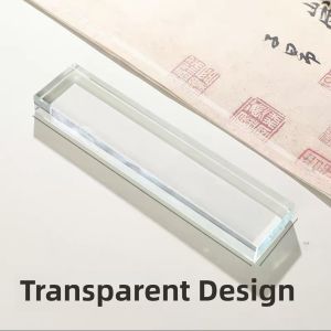 Thickened Weighted Crystal Paper Paper Creative Colored Painted Peach Lotus Green Plum Square Glass Crystal Paperweight