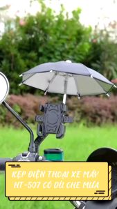 Giá đỡ kẹp điện thoại trên xe máy HT-507 có dù che mưa nắng Kẹp điện thoại xe máy có dù che mưa