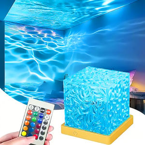 LED Night Light 16 Colors Ocean Wave Projector Light with Remote Touch Switch USB Powered Auto Rotate for Kids Room Party Decor