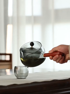 360 degree rotating tea maker teapot 3pcs tea set tea glasses Tea Pot with Tea filter glass lid