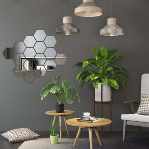 24Pcs 3D Hexagon Mirror Wall Sticker Rose Gold DIY TV Background Living Room Stickers Wall Decor Bedroom Bathroom Home Decor
