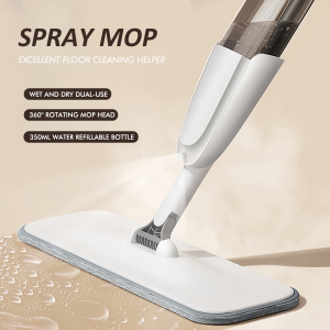 Water Spray Mop for Floor 360°Rotating Flat Mop Wet Dry Dual Use Jet Mops with Reusable Microfiber Mop Cloth 350ml Tank Spraying Sweeper Cleaning Tool