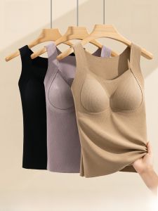 Miiow | Warmth Silk Womens Underwear Patched Slim Fit Seamless Base Shirt V-neck Solid Color Catman Wool Blend Elastic Fiber