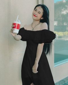NEW KOREA MIDI DRESS SABRINA PANTAI OFF SHOULDER GOODQUALITY