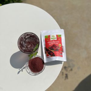 ผงกระเจี๊ยบแดง 100 กรัม คุณภาพ A+ โรงงานผลิต มีอย. มาตรฐาน GMP สมุนไพร Dried Roselle Powder Top Quality ตรา ชาดาสูวรรณ์ Chadasuwanna