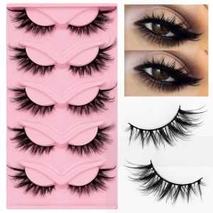 5 คู่ขนตาแมว 3D Natural False Lashes Fluffy Soft Cross Lashes Wispy Natural Eyelash Extension Makeu