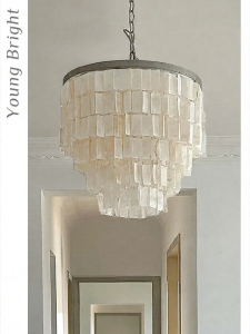Retro Style Shell Pendant Light Silver Foil