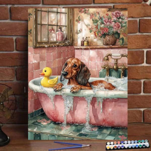 BILIBILI | Painting By Numbers 40x50cm Kits Whimsical Dog Bath Picture By Numbers for Home Decors Handpainted Diy Gift