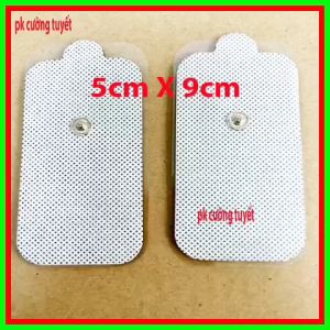 Miếng Dán Điện Xung dùng cho các dòng máy vật lý trị liệu (2 cái) (6cm x 9cm) đầu bấm cúc màu Xám