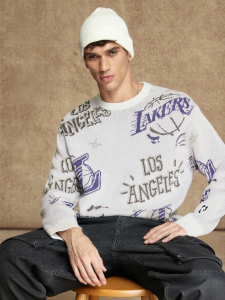Jack Jones | NBA Lakers Collaboration Loose Fit Printed Knit Sweater