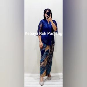 Kebaya Couple Pasangan Kondangan Wisuda Brokat Batik Arini Biru