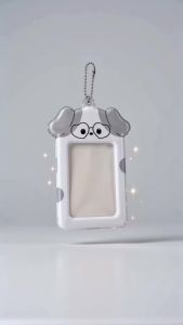 1PC Ins Style Cartoon Puppy Photocard Holder with Keychains Cute 3inch Cards Protect Sleeves for Students