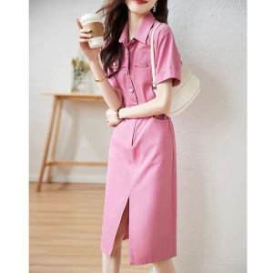 Stylish French Style Elegant Spring Shirt Dress