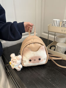 กระเป๋าเป้สะพายหลังผ้าไนลอนขนาดเล็ก กระเป๋าเดินทางน่ารัก ดีไซน์น่ารัก กระเป๋าสะพายไหล่แบบลำลองสำหรับเด็กผู้หญิง กระเป๋าเป้สะพายหลังลายสุนัขและแมว