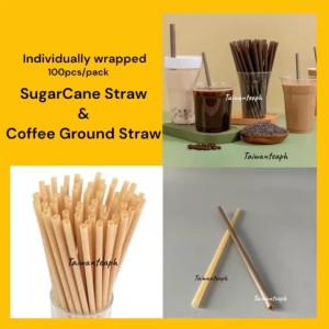 Sugar Cane Straw Coffee Ground Straw Individually Wrap 6mm thin straw coffee straw biodegradable