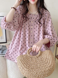 AIYITI | Summer New Korean Style Polka Dot Blouse Loose Fit Tummy Covering