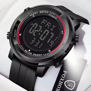 Lige Sub Thương Hiệu Foxbox Đồng hồ nam thời trang Chuyển Động Kỹ Thuật Số đèn LED 5Bar báo thức chống nước Đồng Hồ Đồng hồ Quartz + Hộp