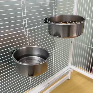 Dog Hanging Metal Hook Stainless Bowl Dog Hanging Food Bowl For Dog Cage Stainless Pet Bowl Dog Cage Hanging Food Feeder