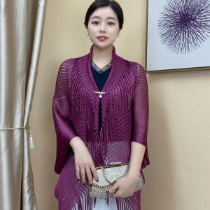 ผ้าคลุมไหล่ทรงหลวมแบบฤดูร้อนป้องกันแสงแดดสำหรับผู้หญิง ผ้าคลุมไหล่แบบสวมหัว 8 วิธี ผ้าไหมทองและเงิน ผ้าไหมสีบริสุทธิ์