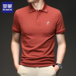 ROMON | Summer New Business Breathable Solid Color Loose Casual Polo Shirt