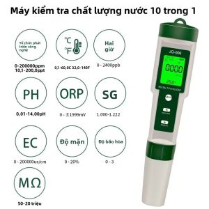 Máy Kiểm Tra Chất Lượng Nước Kỹ Thuật Số 10 Trong 1 Máy Đo PH/EC/TDS/ORP/Độ mặn/S.G/Điện Trở suất/Nhiệt Độ Cho Bể Cá Có Đèn Nền