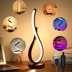Creative Led Desk Reading Book Light Dimmable Night Light for Living Room Office Bedroom Bedside Decor Spiral Table Lamp