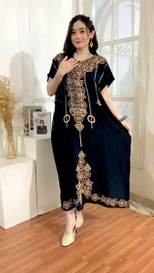 DASTER NYAMAN BAHAN RAYON MODEL KEKINIAN CANTIK ELEGAN PAKAIAN RUMAH SANTAI WANITA LOWO HITAM
