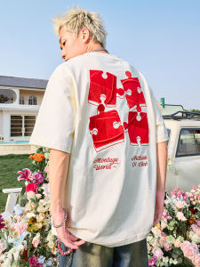 nuthink | American Retro Embroidery Puzzle Streetwear Tshirt