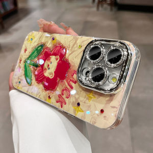 Luxury Liquid Silicone Phone Case for 16Promax Full Cover Anti-Fall Creative Graffiti Flower Design Fashionable Womens Model