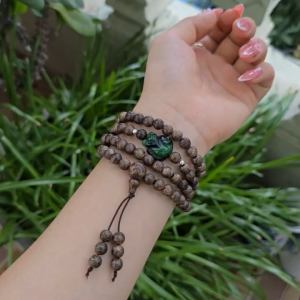 Q1561 Chuỗi 108 hạt Trâm Hương Tốc mix hồ ly CThạck Sơn Thủy bi Ag  - Phong Thuỷ TUDO