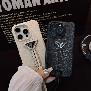 Luxury Leather Cross Pattern Wristband Phone Case for  15Promax Full Cover Anti-Fall Couple Style Mens Design  Style