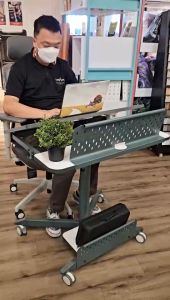 TAKEASEAT | M5 Mobile Sit Stand Desk Ergonomic Multipurpose Standing Height Adjustment Tiltable Tabletop Lockable Wheels