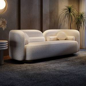 Minimalist Master Italian Style Light Luxury Fabric Sofa Simple Modern Northern Europe Internet Celebrity Three-Person Lambswool Sofa Living Room