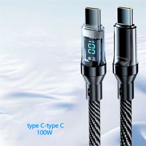 USB to Type C or Type-C to Type-C Cable Phone Super Fast Charging Cable Data Cord With LED Display For Huawei Oppo Vivo